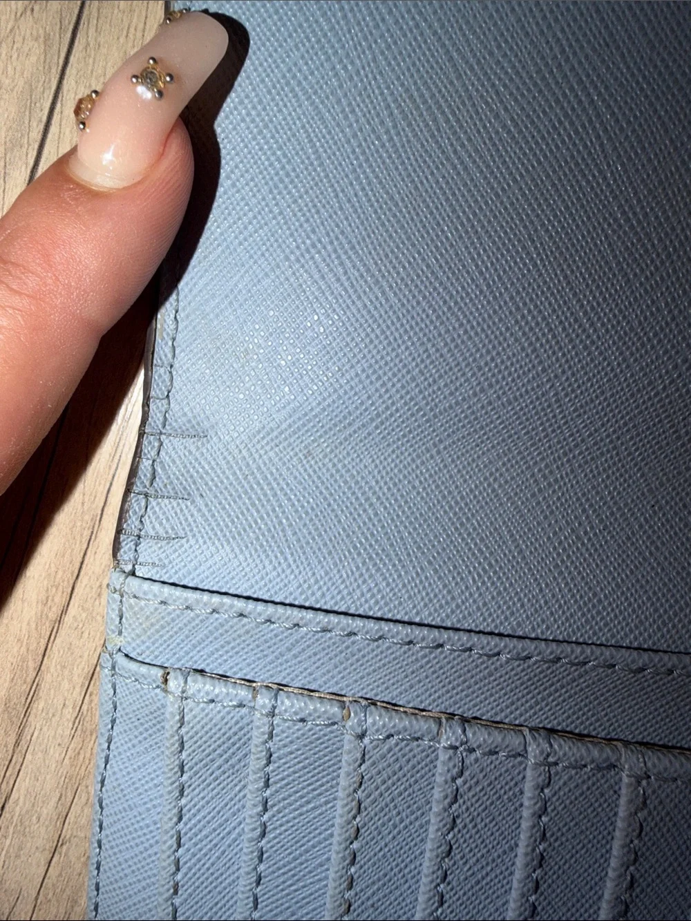 Michael Kors Pale Blue Saffiano Leather Continental Wallet with Gold Logo